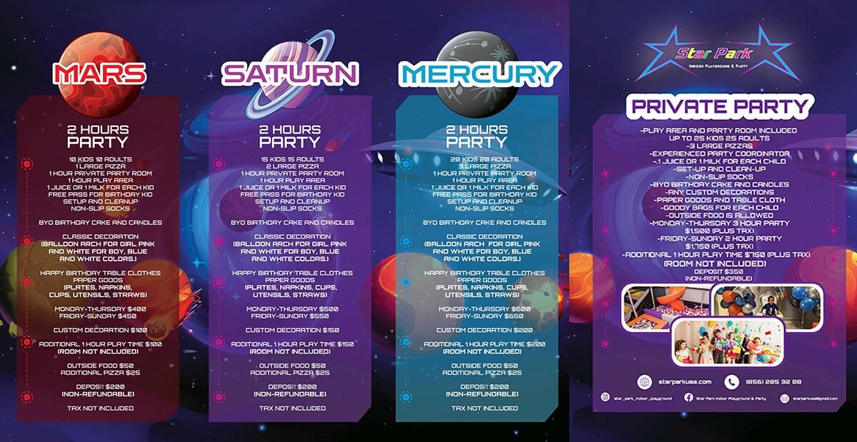 star park indoor playground and party center party package