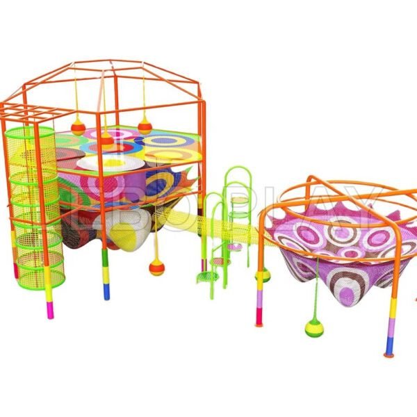 kids polyester bounce park woven climbing rope rainbow net lp cp004