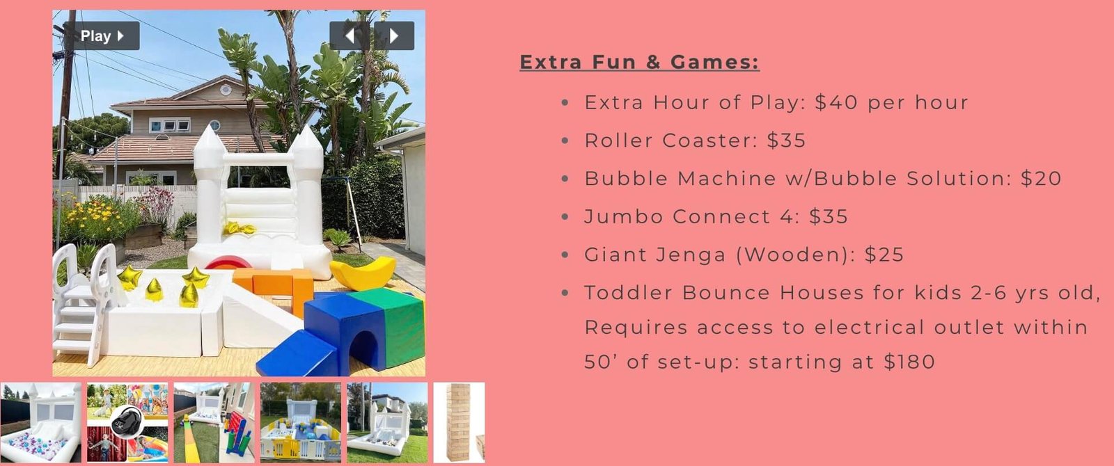 soft play rental add on
