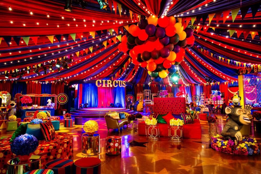circus extravaganza theme indoor playground birthday party