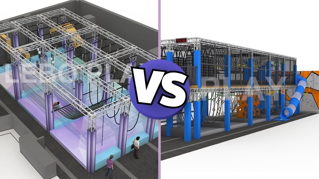 difference between ground floor ninja course and two story ninja course