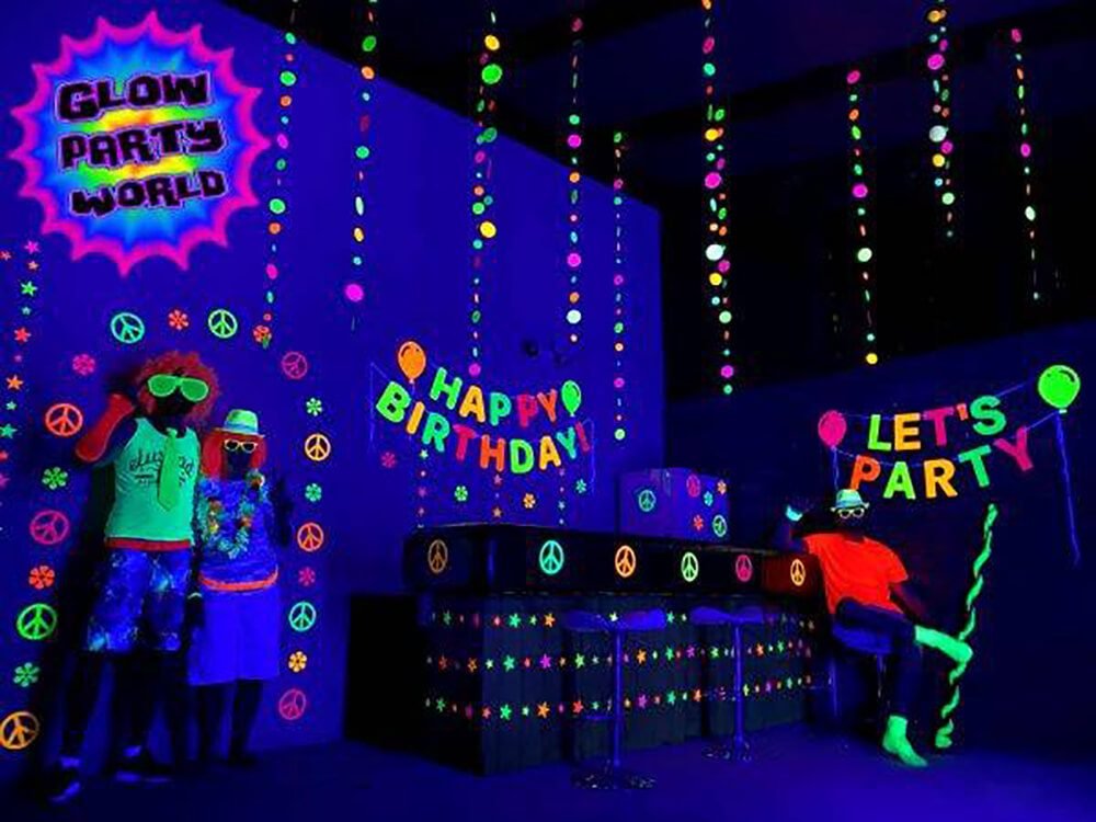 glow in the dark party theme indoor playground birthday party