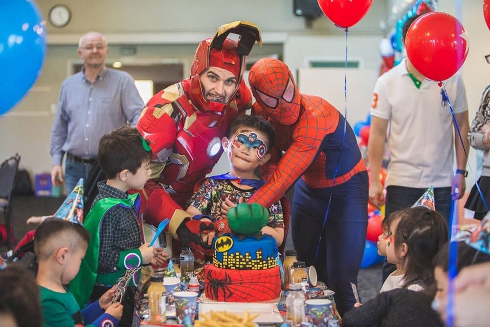 superhero theme indoor playground birthday party